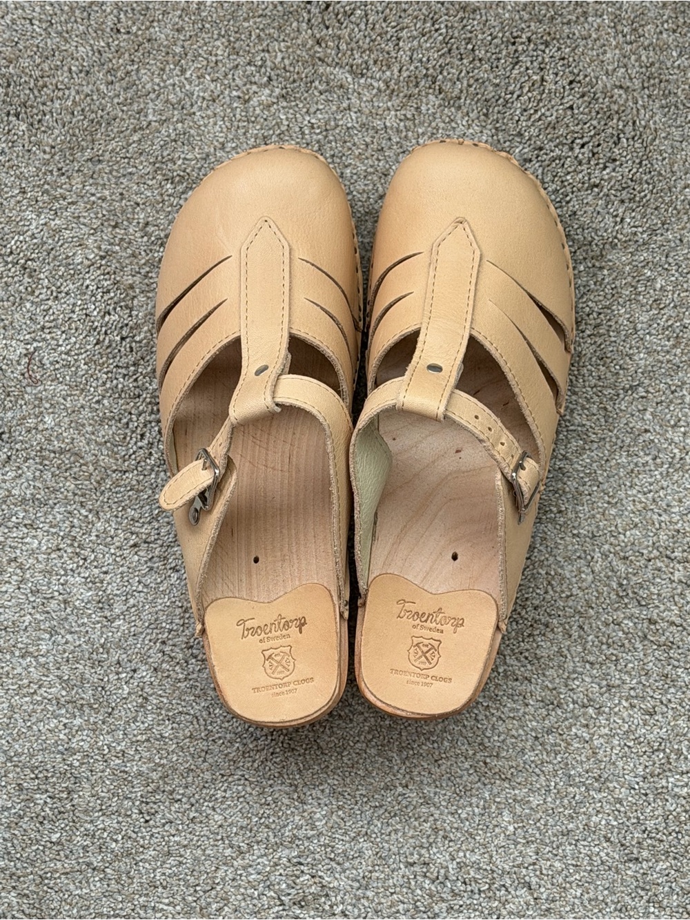 Troentorp Beige Leather Clogs size 41 (10)